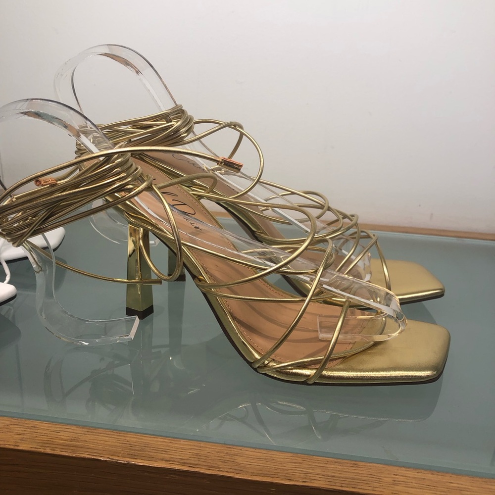 Wild Pair Metallic Gold Strappy Heels
